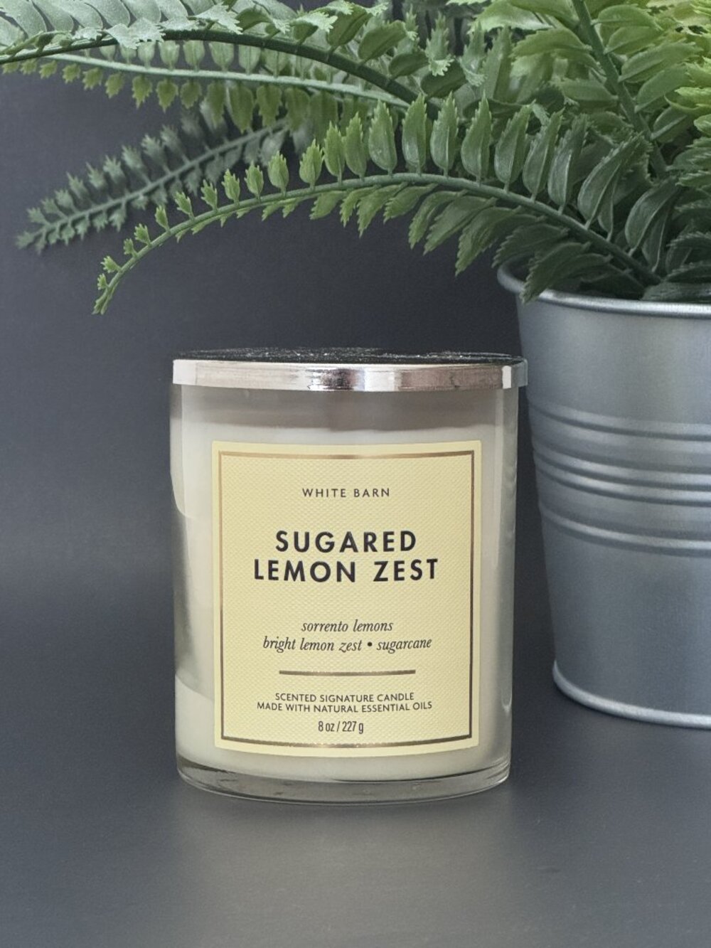 BBW Sugared Lemon Zest White Barn Bath & Body Works Single Wick Candle